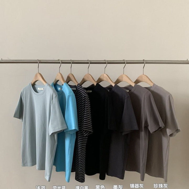 Damernas Rundhals Korta Ärmar T-Shirt Enfärgad Slim Fit-Eva Jonsson
