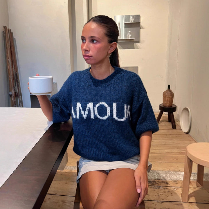 Damernas Rundhalsstickad tröja med oversized passform Mirla-Eva Jonsson