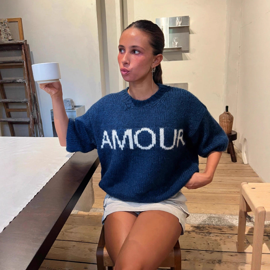 Damernas Rundhalsstickad tröja med oversized passform Mirla-Eva Jonsson