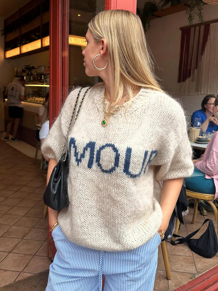 Damernas Rundhalsstickad tröja med oversized passform Mirla-Eva Jonsson