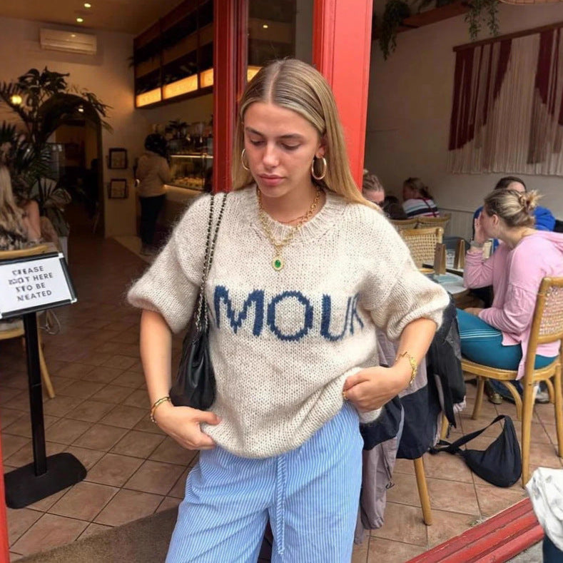 Damernas Rundhalsstickad tröja med oversized passform Mirla-Eva Jonsson