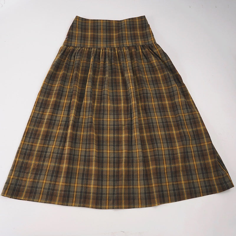 Damernas Rutig Midi Kjol med hög midja och voluminös passform Mirla-Eva Jonsson
