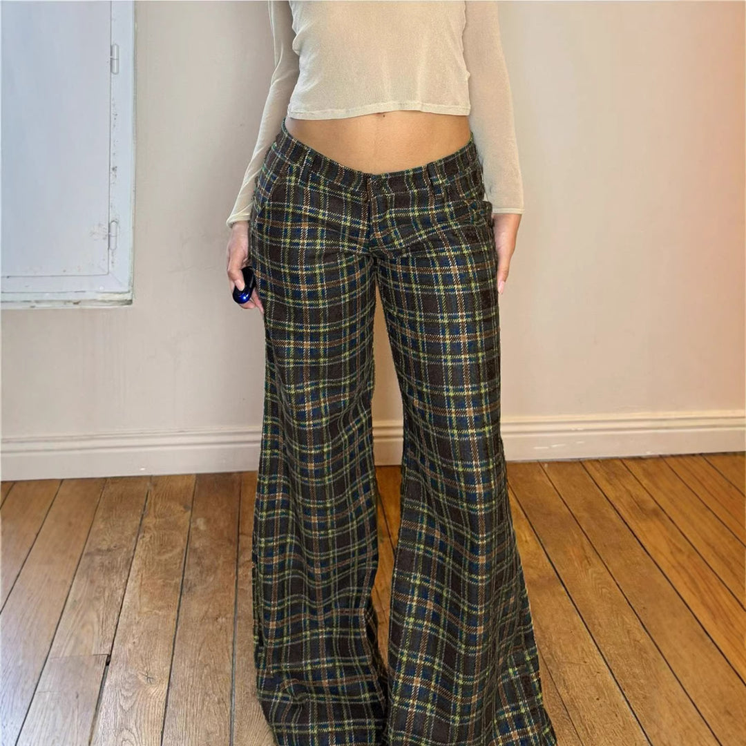 Damernas Rutig Slacks med hög midja och elegant passform Mirla-Eva Jonsson