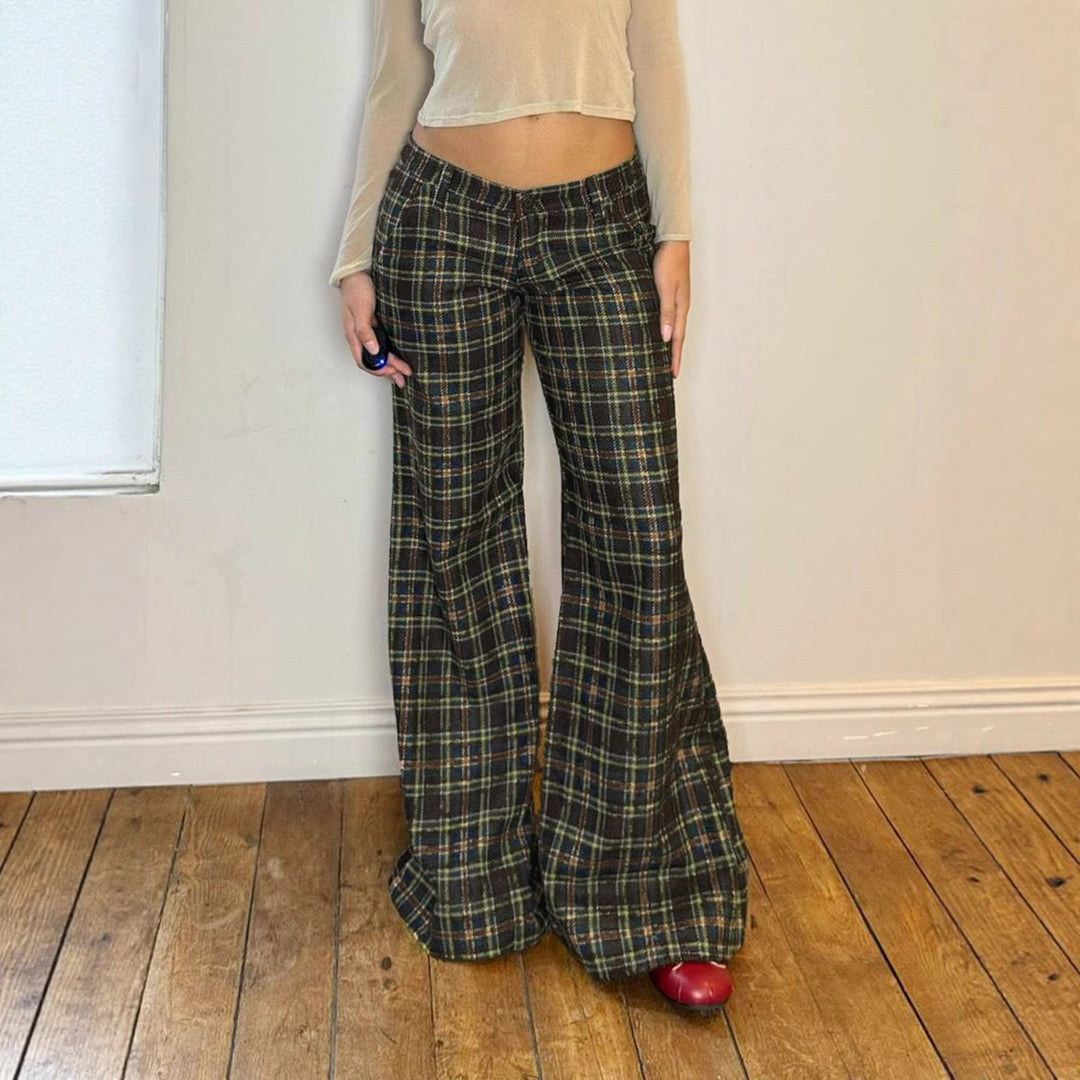 Damernas Rutig Slacks med hög midja och elegant passform Mirla-Eva Jonsson