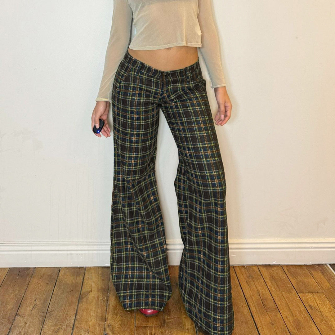 Damernas Rutig Slacks med hög midja och elegant passform Mirla-Eva Jonsson