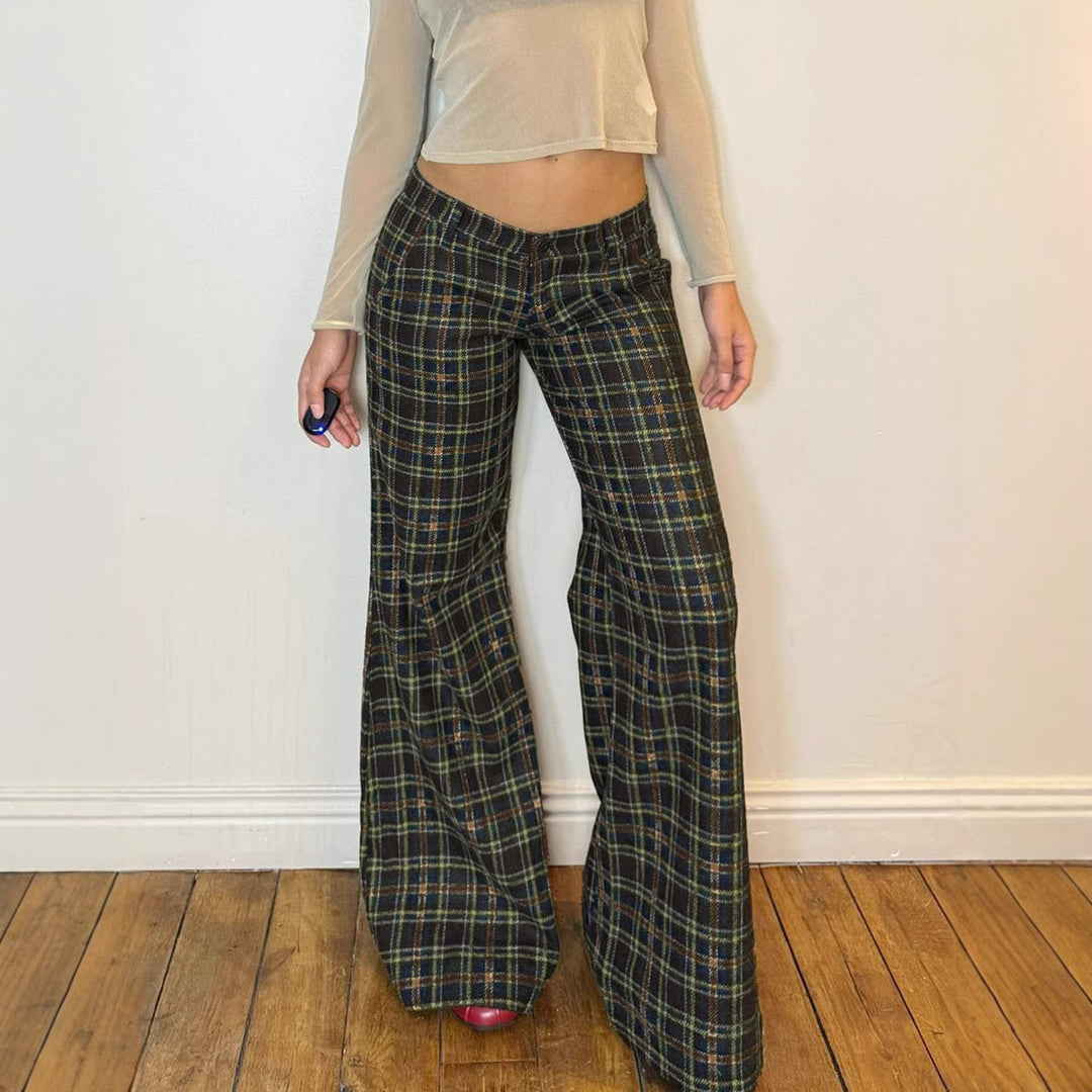 Damernas Rutig Slacks med hög midja och elegant passform Mirla-Eva Jonsson