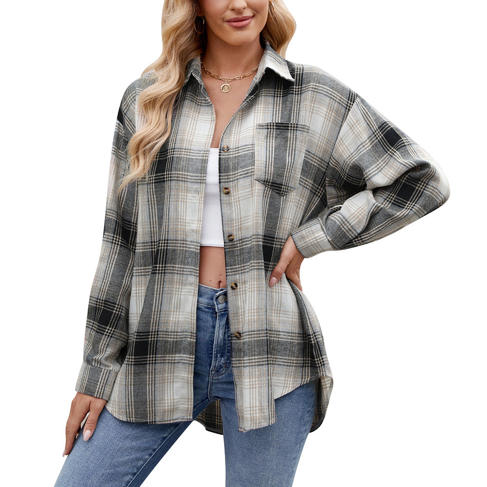 Damernas Rutiga Oversized Skjortblus Mirla-Eva Jonsson