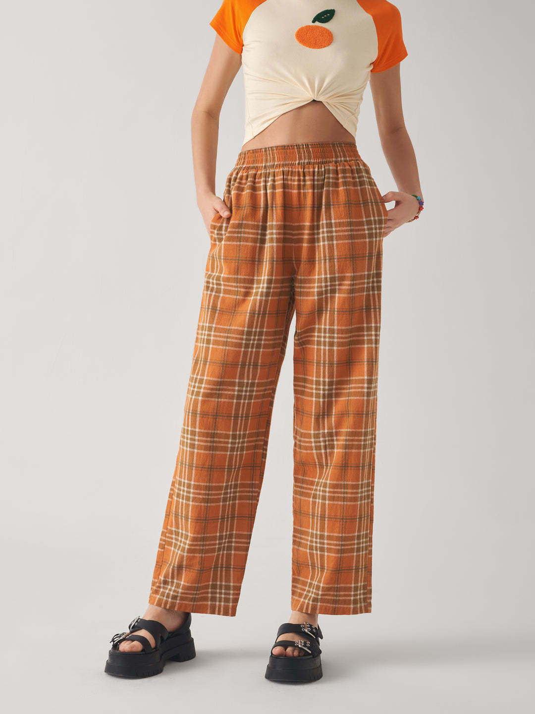 Damernas Rutigt Culotte-byxor med elastisk midja Eva Jonsson-Eva Jonsson