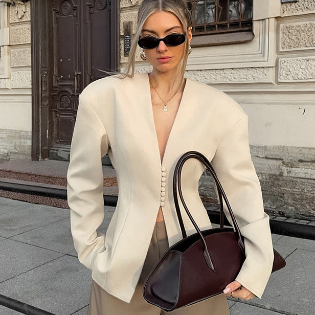 Damernas Snygg Oversized Blazer med strukturerad skärning och knappt detaljer Mirla-Eva Jonsson