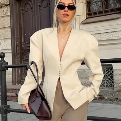 Damernas Snygg Oversized Blazer med strukturerad skärning och knappt detaljer Mirla-Eva Jonsson