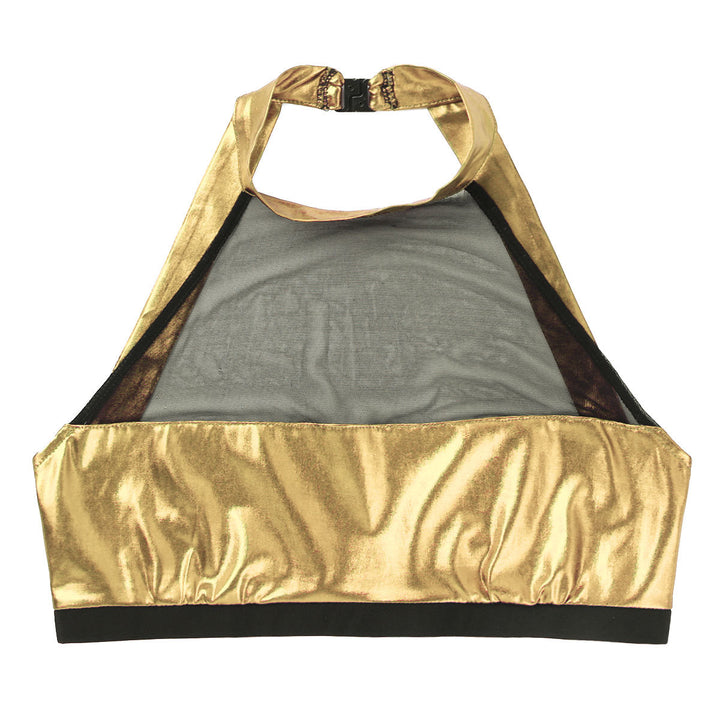Damernas Sportig Crop-Top i glänsande material med dekorativa volanger Eva Jonsson-Eva Jonsson