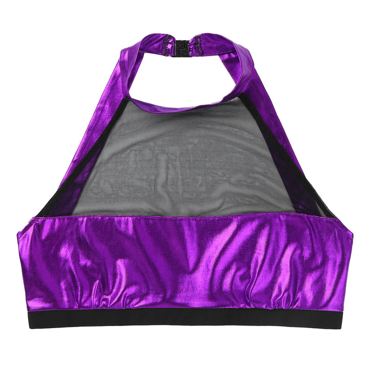 Damernas Sportig Crop-Top i glänsande material med dekorativa volanger Eva Jonsson-Eva Jonsson