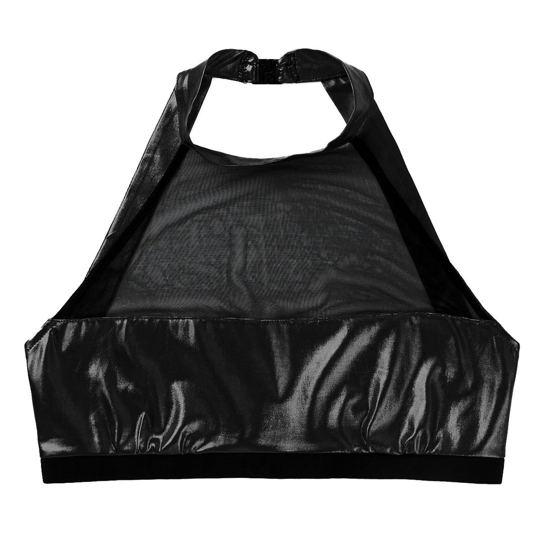 Damernas Sportig Crop-Top i glänsande material med dekorativa volanger Eva Jonsson-Eva Jonsson
