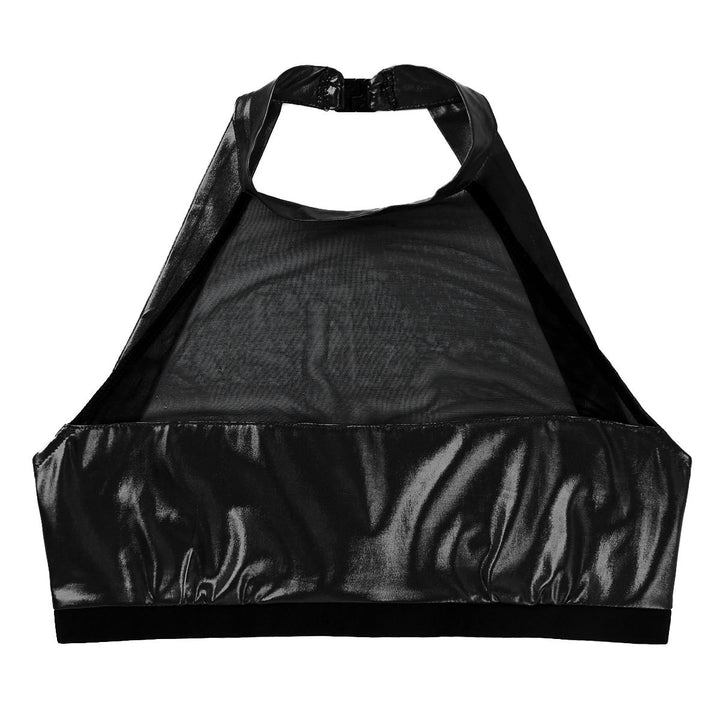 Damernas Sportig Crop-Top i glänsande material med dekorativa volanger Eva Jonsson-Eva Jonsson