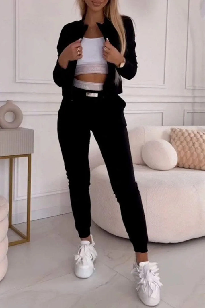 Damernas Sportig Jumper-set med dragkedja och elastisk midja Eva Jonsson-Eva Jonsson