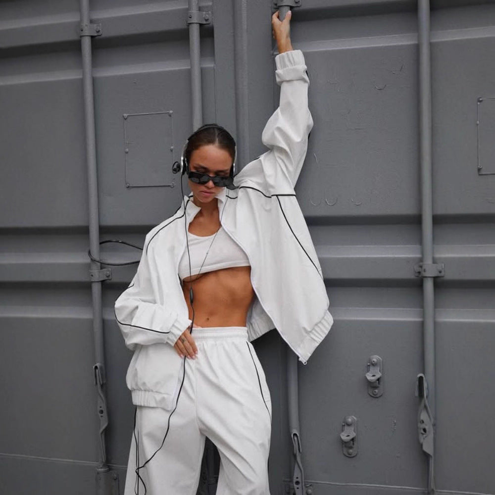 Damernas Sportig Oversized Jacka med vida Byxor och andningsbart Top Mirla-Eva Jonsson