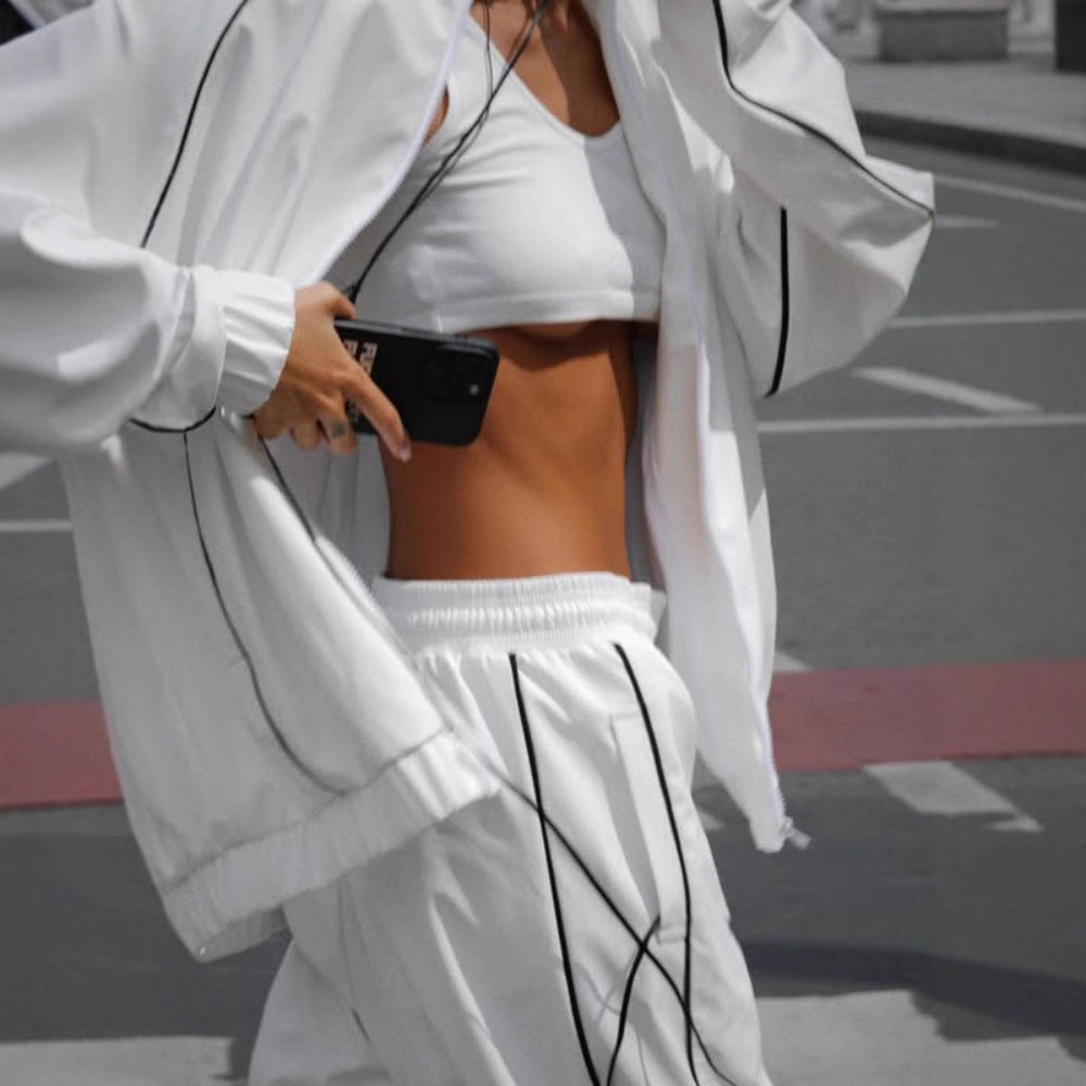 Damernas Sportig Oversized Jacka med vida Byxor och andningsbart Top Mirla-Eva Jonsson