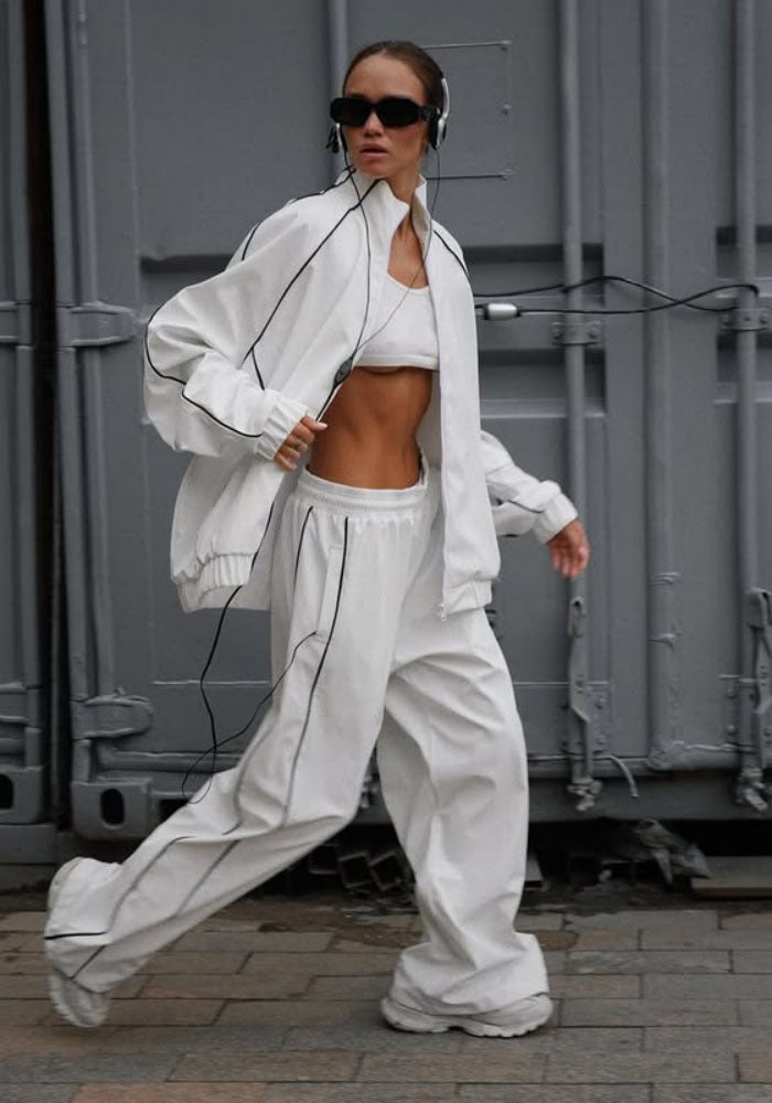 Damernas Sportig Oversized Jacka med vida Byxor och andningsbart Top Mirla-Eva Jonsson