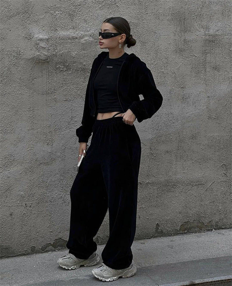 Damernas Sportigt Fleece-Loungewear-Set med Huva och Lätt Passform Eva Jonsson-Eva Jonsson