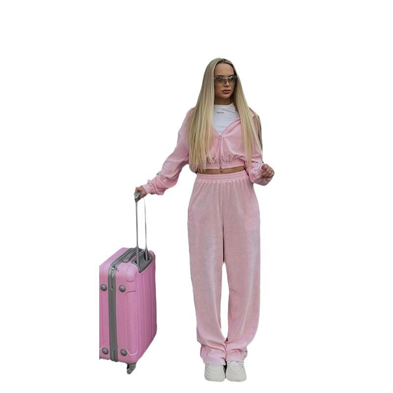Damernas Sportigt Fleece-Loungewear-Set med Huva och Lätt Passform Eva Jonsson-Eva Jonsson