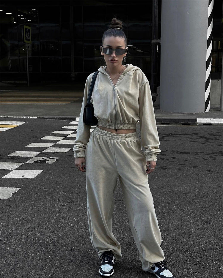 Damernas Sportigt Fleece-Loungewear-Set med Huva och Lätt Passform Eva Jonsson-Eva Jonsson