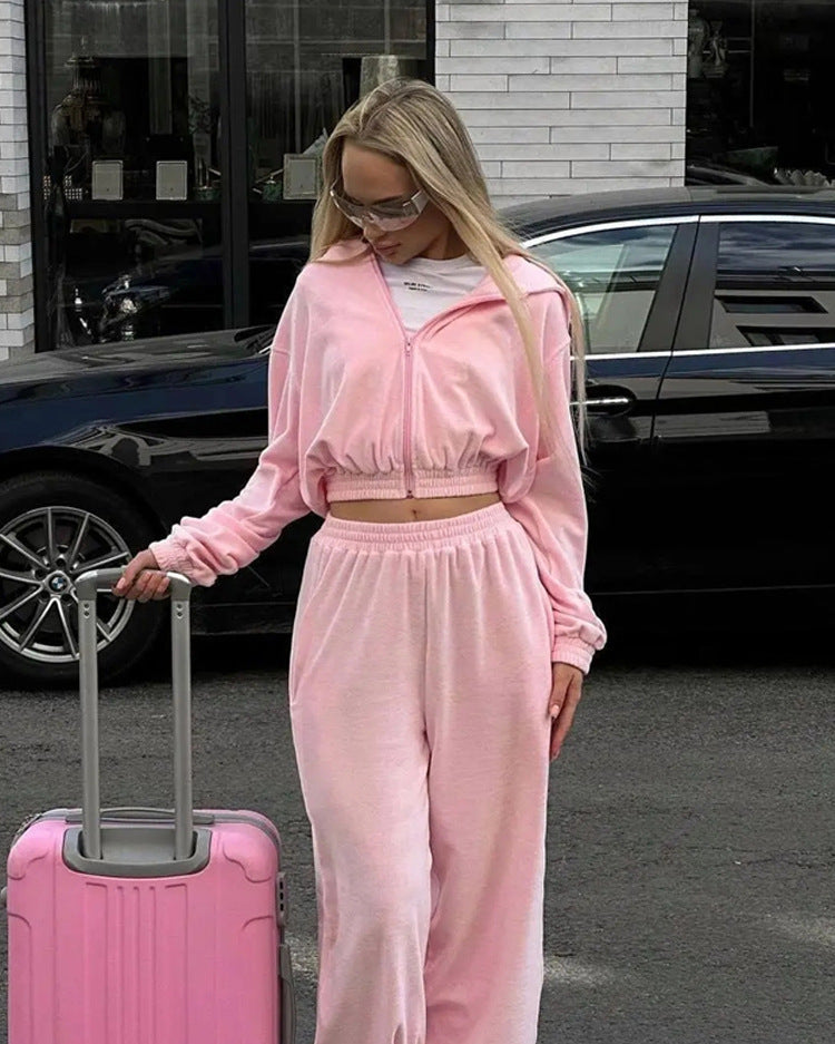 Damernas Sportigt Fleece-Loungewear-Set med Huva och Lätt Passform Eva Jonsson-Eva Jonsson