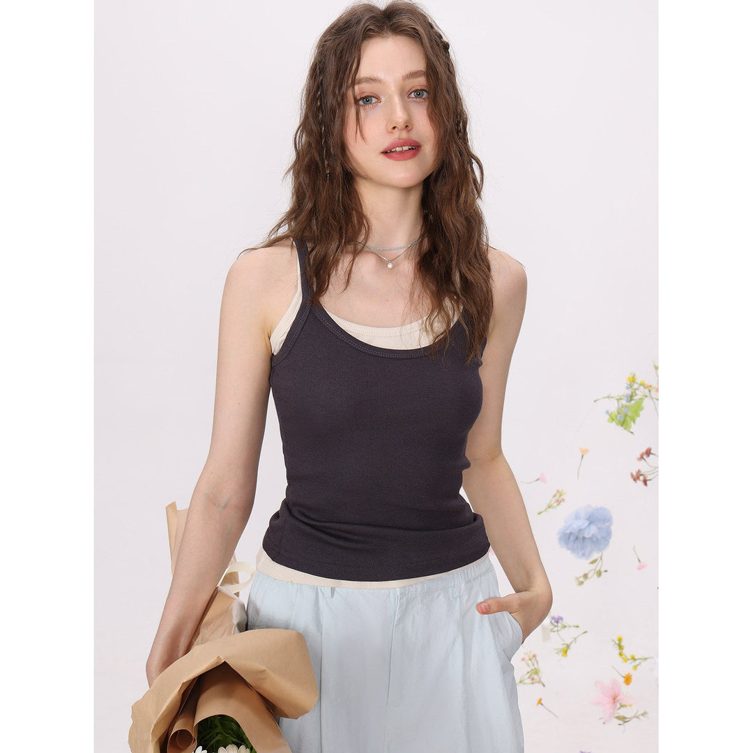 Damernas Stickad Cami Tank Top Enfärgad Slim Fit-Eva Jonsson