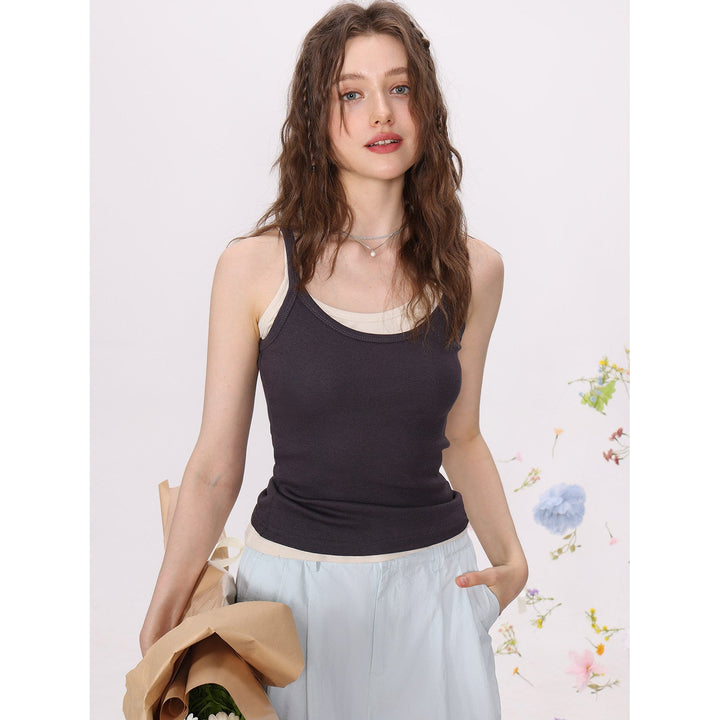 Damernas Stickad Cami Tank Top Enfärgad Slim Fit-Eva Jonsson