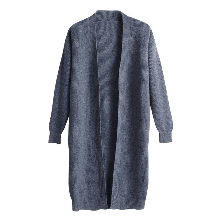 Damernas Stor Stickad Cardigan med Öppet Design och Voluminösa Ärmar Mirla-Eva Jonsson