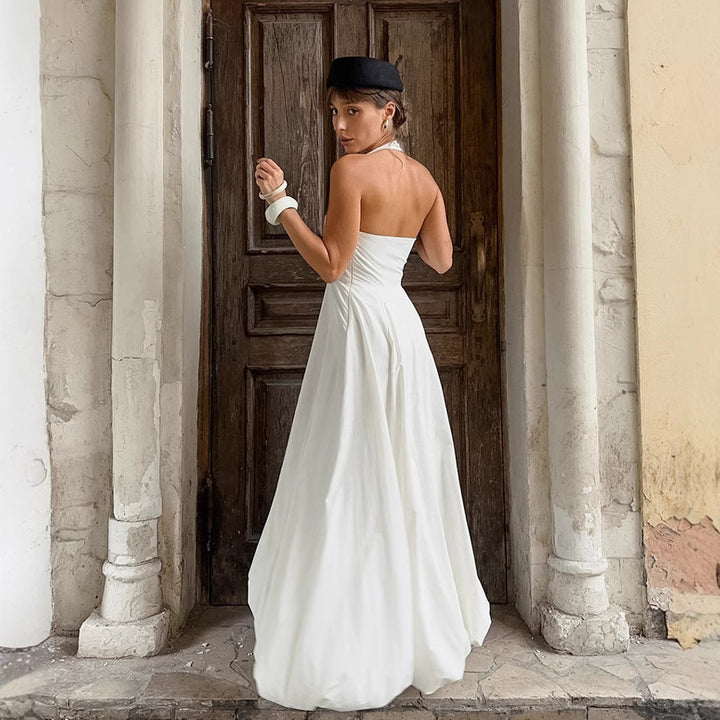 Damernas Strapless Mai dress med elegant hög slits och flytande kjol Mirla-Eva Jonsson