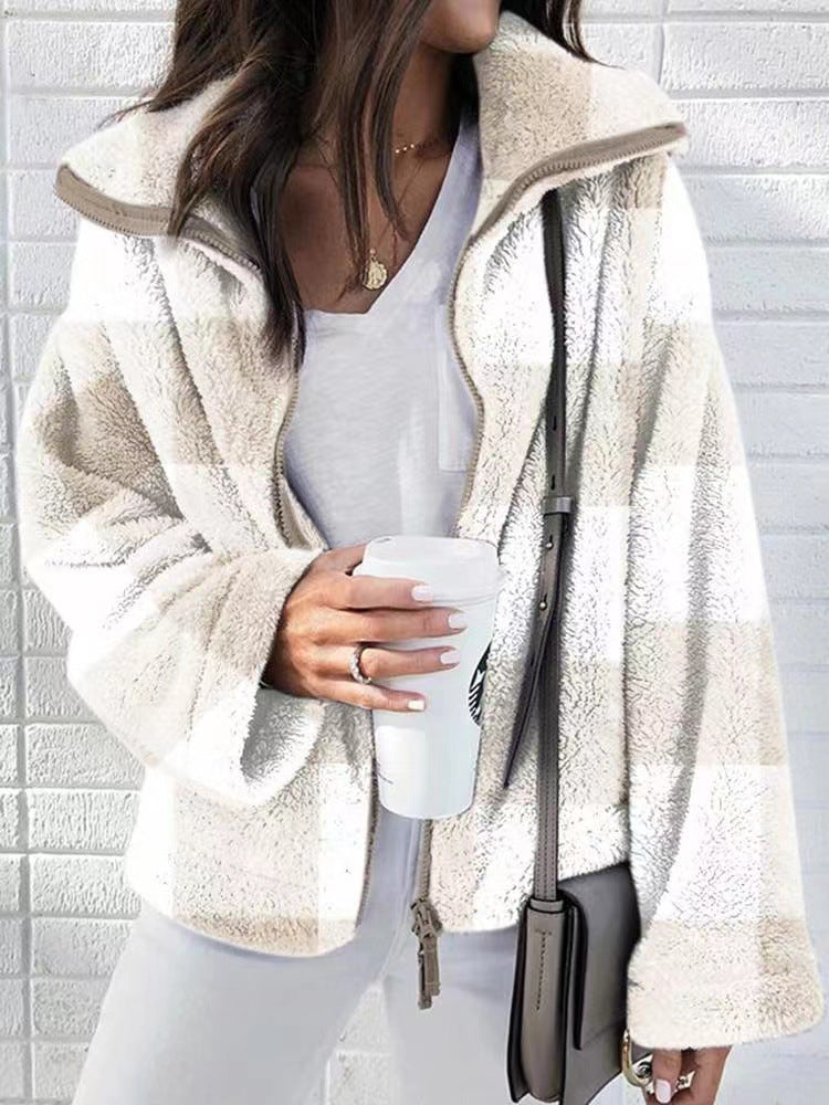 Damernas Teddy-Fleece-Jacka med Högt Krage Eva Jonsson-Eva Jonsson