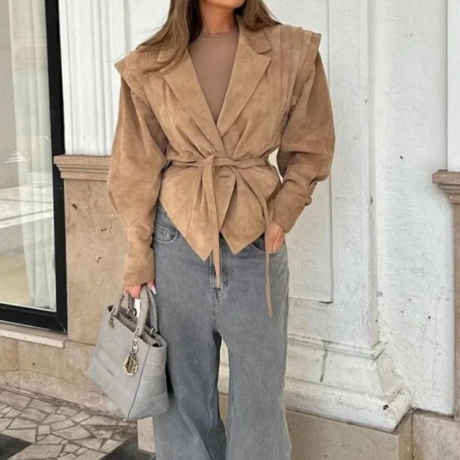 Damernas Trendiga Mockajacka med Midjebälte Mirla-Eva Jonsson