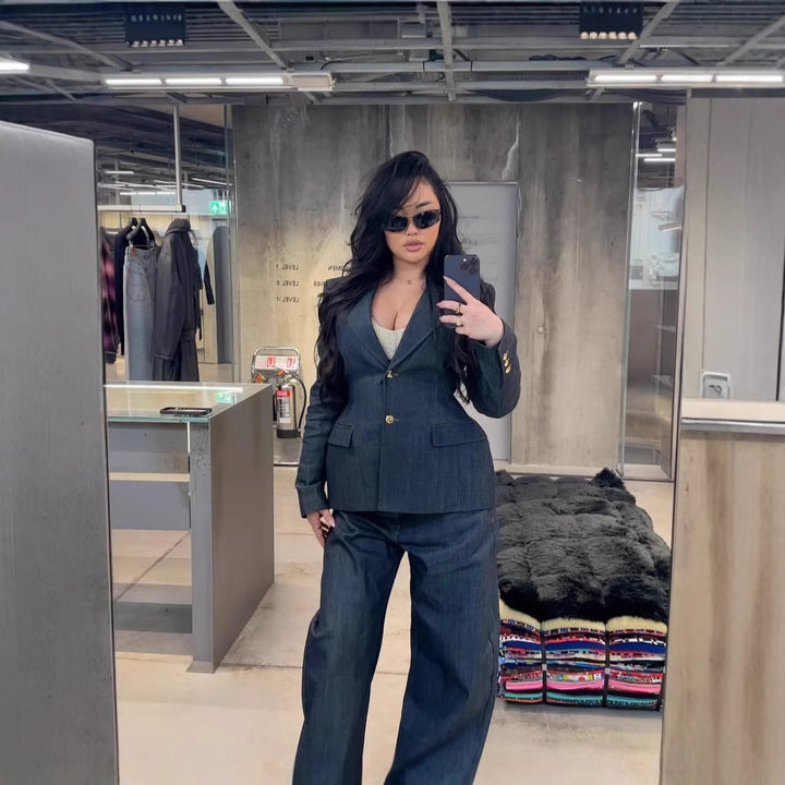 Damernas Trendiga Wide-Leg Jeans med hög midja och avslappnad passform Mirla-Eva Jonsson