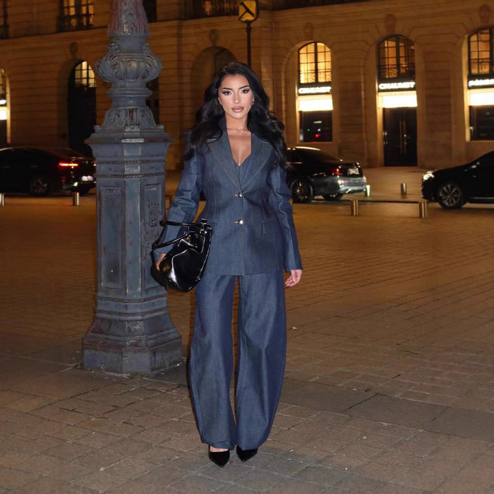 Damernas Trendiga Wide-Leg Jeans med hög midja och avslappnad passform Mirla-Eva Jonsson