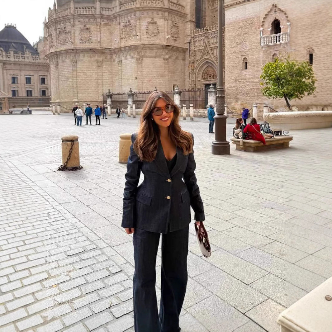 Damernas Trendiga Wide-Leg Jeans med hög midja och avslappnad passform Mirla-Eva Jonsson