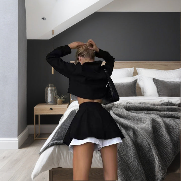 Damernas Trendigt Denim Set med cropped Jacka och Kjol Mirla-Eva Jonsson