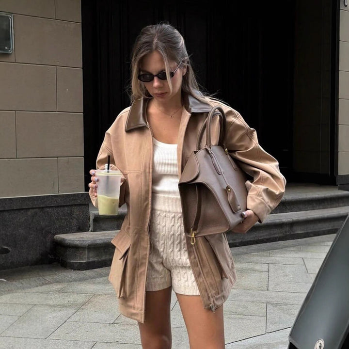 Damernas Utility Jacket med bred krage och påsydda fickor Mirla-Eva Jonsson