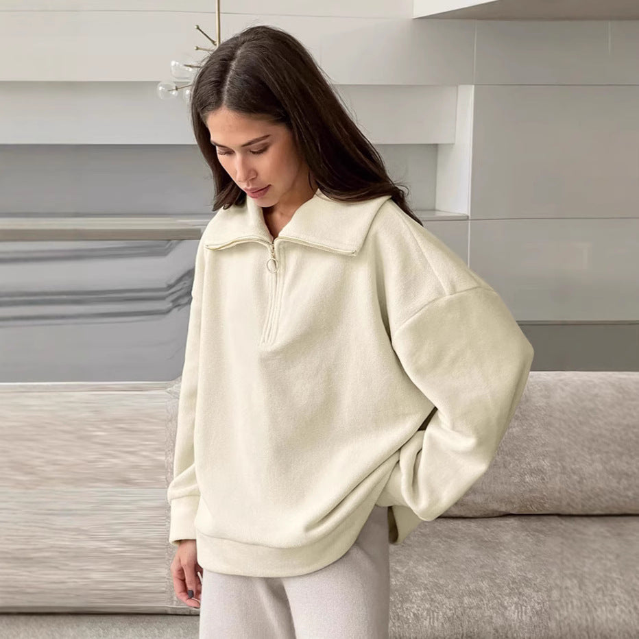 Damernas Värmande Fleece-Pullover med hög krage och justerbar dragkedja Eva Jonsson-Eva Jonsson