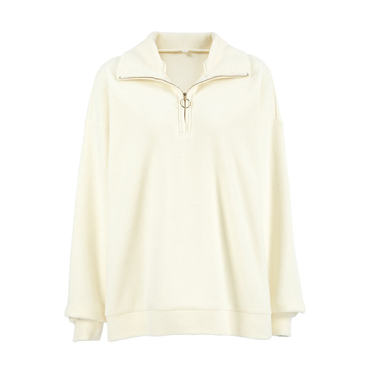 Damernas Värmande Fleece-Pullover med hög krage och justerbar dragkedja Eva Jonsson-Eva Jonsson