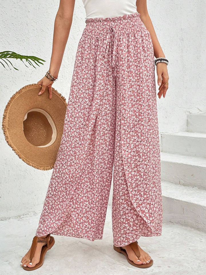 Damernas Vida Sommarsbyxor med Elastisk Midja och Blommönster Mirla-Eva Jonsson