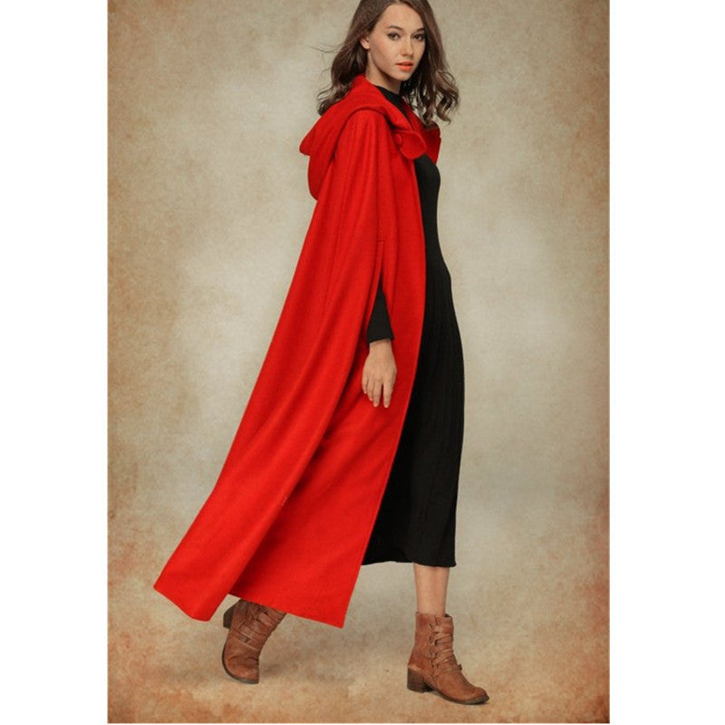 Damernas Wrap Poncho med Huva och Sidofickor Eva Jonsson-Eva Jonsson