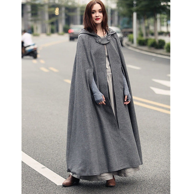 Damernas Wrap Poncho med Huva och Sidofickor Eva Jonsson-Eva Jonsson