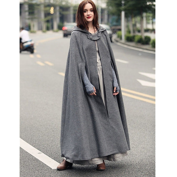 Damernas Wrap Poncho med Huva och Sidofickor Eva Jonsson-Eva Jonsson