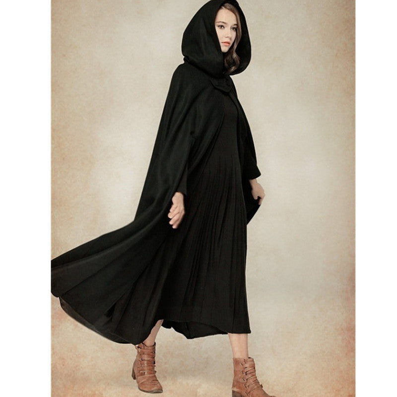 Damernas Wrap Poncho med Huva och Sidofickor Eva Jonsson-Eva Jonsson