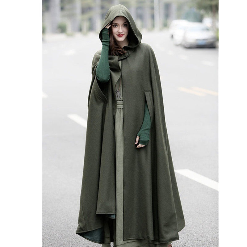 Damernas Wrap Poncho med Huva och Sidofickor Eva Jonsson-Eva Jonsson