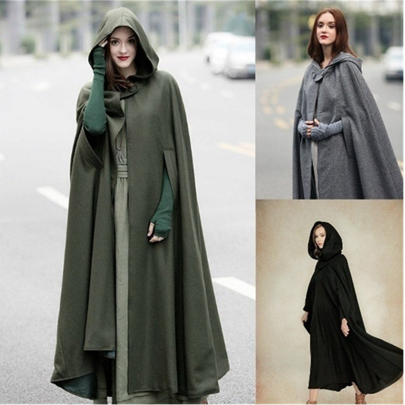 Damernas Wrap Poncho med Huva och Sidofickor Eva Jonsson-Eva Jonsson