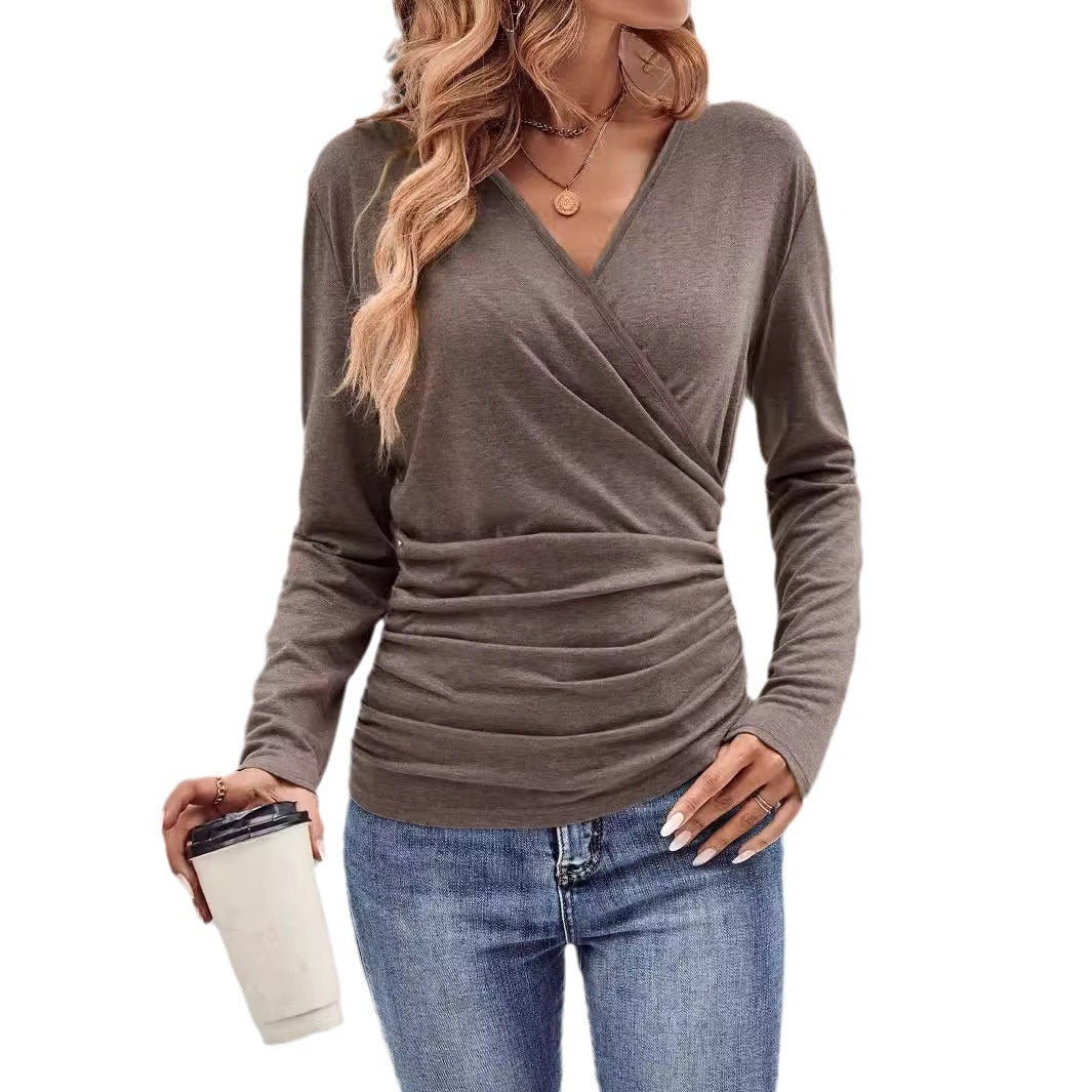 Damernas Wrap-top i mjuk jersey med figurnära skärning Mirla-Eva Jonsson