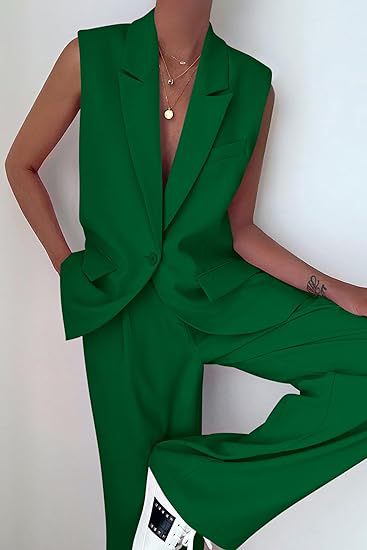 Damernas ärmlös blazer-set med vida byxor Mirla-Eva Jonsson