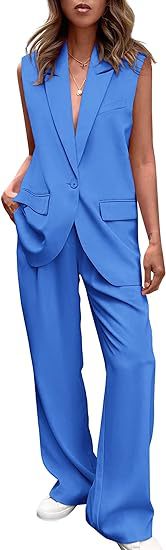 Damernas ärmlös blazer-set med vida byxor Mirla-Eva Jonsson