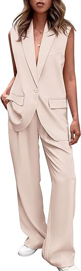 Damernas ärmlös blazer-set med vida byxor Mirla-Eva Jonsson